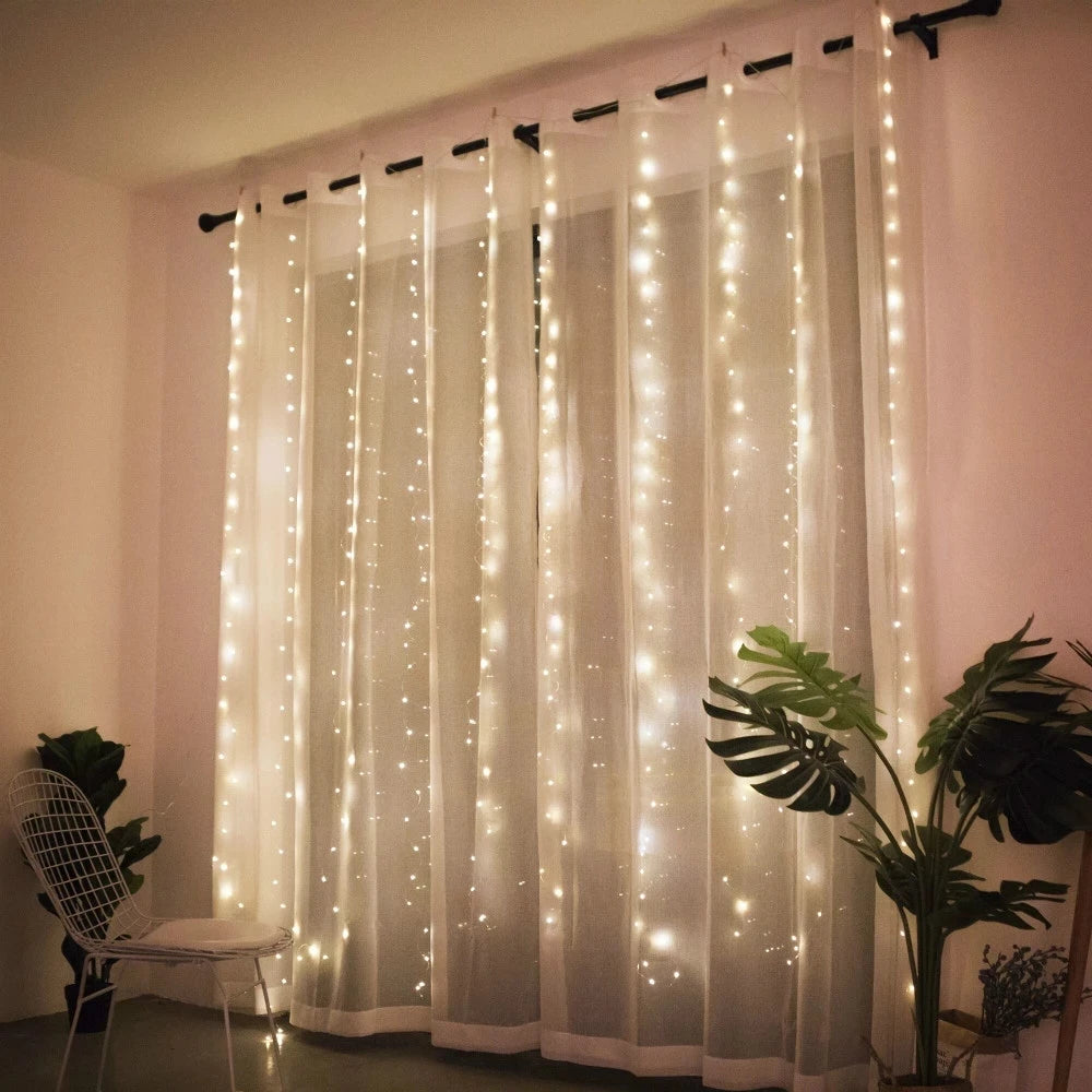 Christmas Lights Curtain Garland - Festive Home Decor &amp; Gifts for Navidad 2024 and New Year