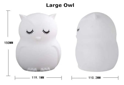 "Charming Owl LED Night Light: Touch Sensor, Remote Control, 9 Colors & Dimmable – Perfect Rechargeable Gift for Kids!"