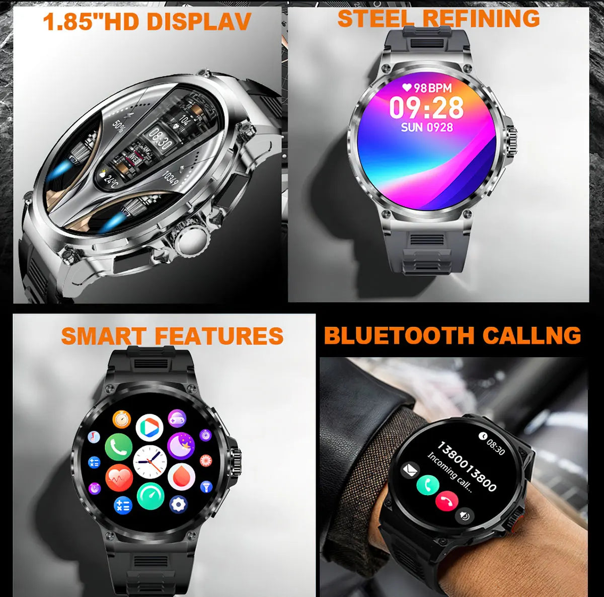 "Stay Connected: 1.85-Inch Ultra HD Smart Watch with GPS, Bluetooth Calling, and Long-Lasting 710mAh Battery for Active Lifestyles!"