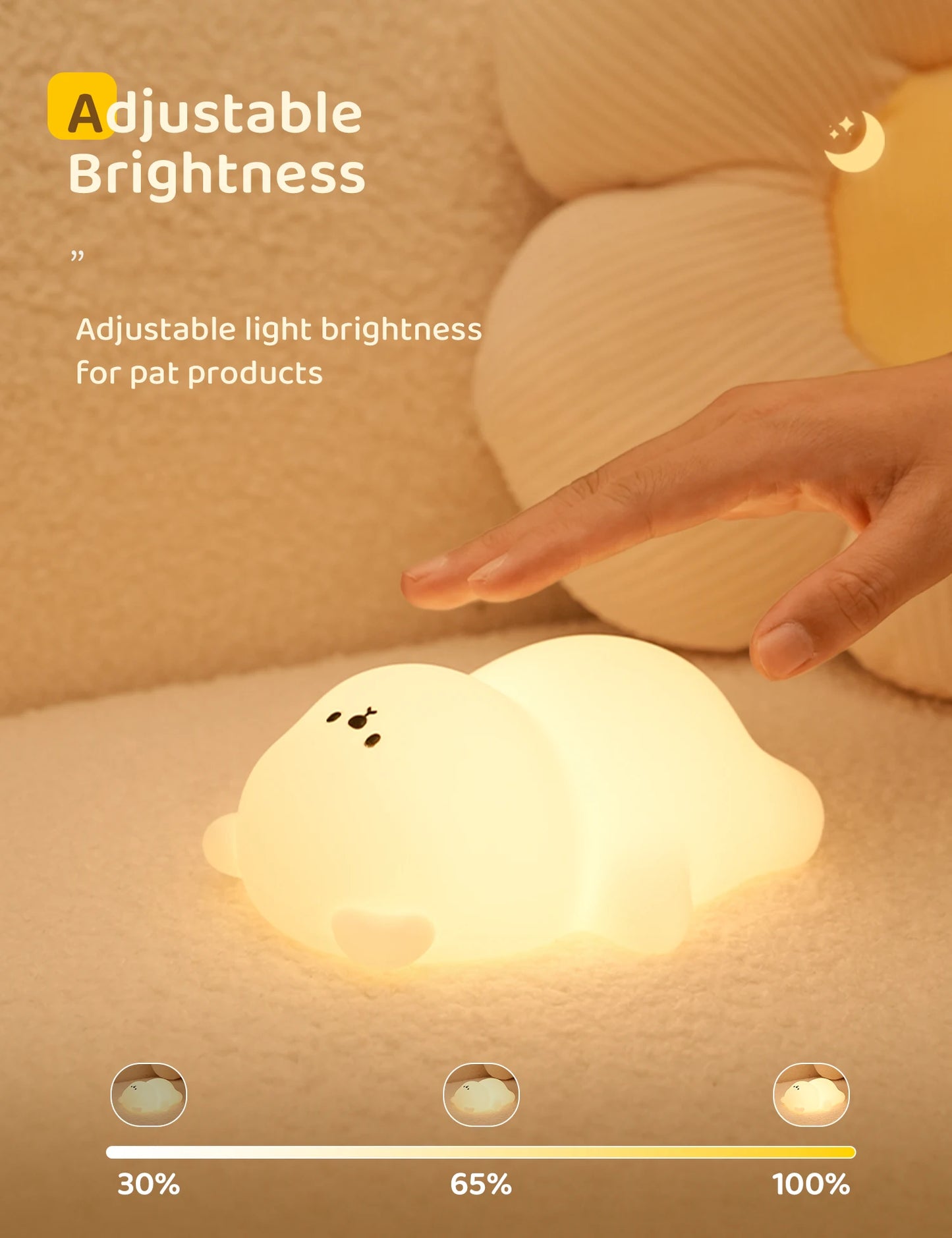 Cozy Glow: Touch-Control Silicone Bear Night Light – The Perfect Nursery Companion!