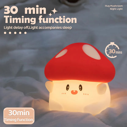 "Whimsical Glow: Dimmable Mushroom LED Silicone Night Light – Soft, Rechargeable Sleep Companion for Nursery!"