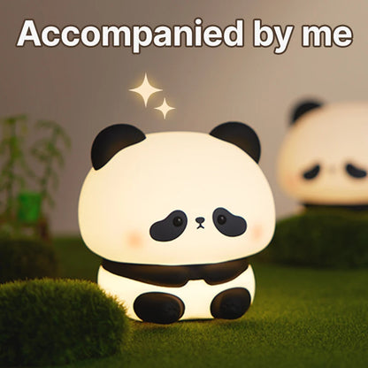 "Panda Power: Cute LED Night Light in Silicone – USB Rechargeable Touch Lamp with Timing Feature for Kids' Bedrooms!"