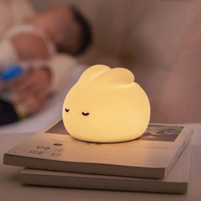 "Cute Bunny Rabbit Night Light: Adorable USB Silicone Lamp for Kids’ Rooms – Perfect Kawaii Decor for Nursery and Toddlers!"