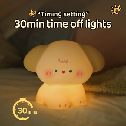 "Adorable Glow: Rechargeable Dimmable Dog Silicone Night Light – Perfect for Kids’ Rooms!"