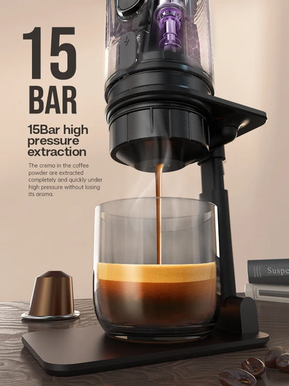 HiBREW Espresso Coffee Machine – Compact Portable Maker for Nespresso and Dolce Pods, Perfect for Car & Home