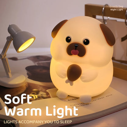 "Cute Companions: USB Rechargeable Silicone Cat & Dog Night Light – Kawaii Bear Design for Cozy Kids’ Room Decor!"