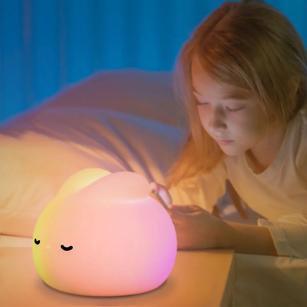 "Cute Bunny Rabbit Night Light: Adorable USB Silicone Lamp for Kids’ Rooms – Perfect Kawaii Decor for Nursery and Toddlers!"