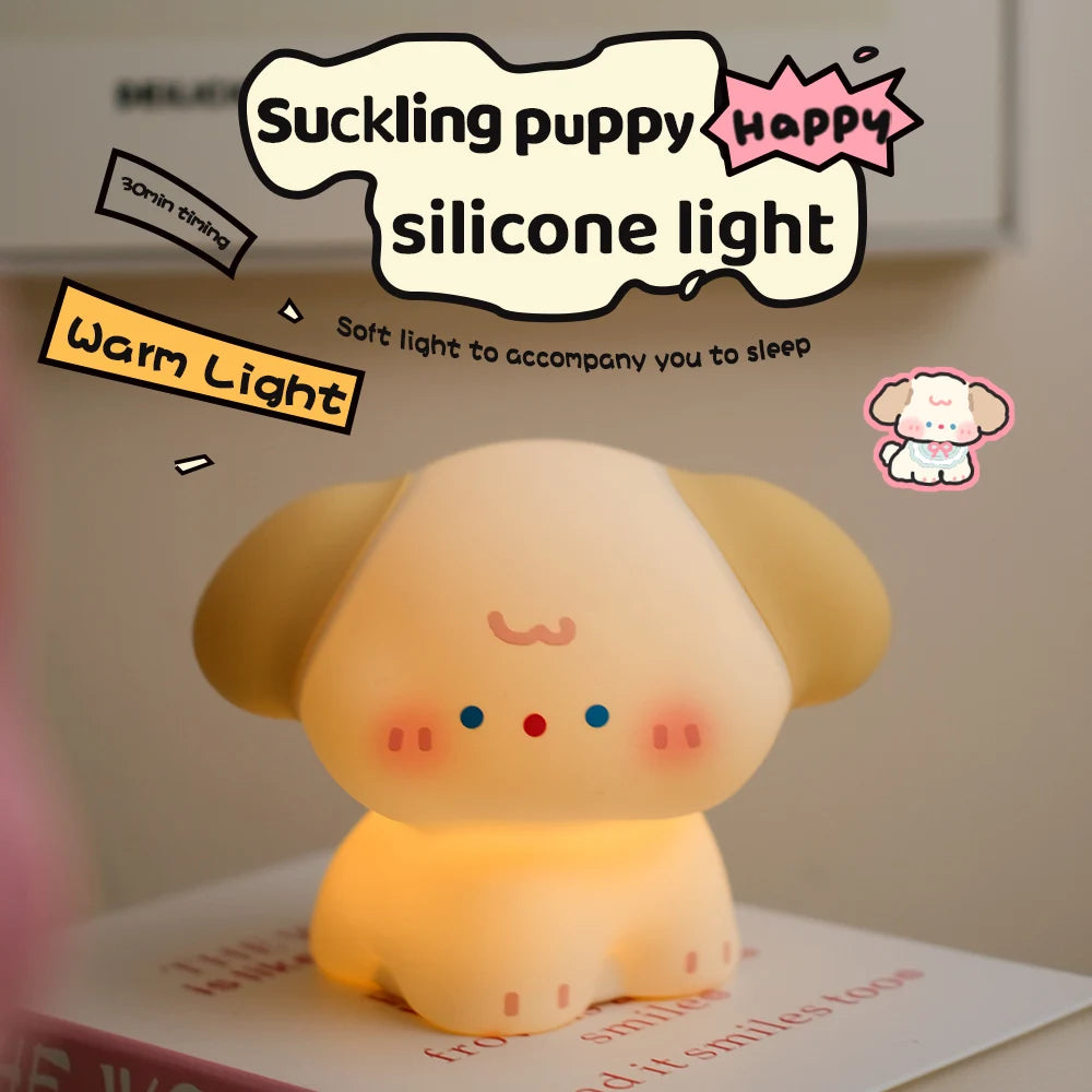 "Adorable Glow: Rechargeable Dimmable Dog Silicone Night Light – Perfect for Kids’ Rooms!"