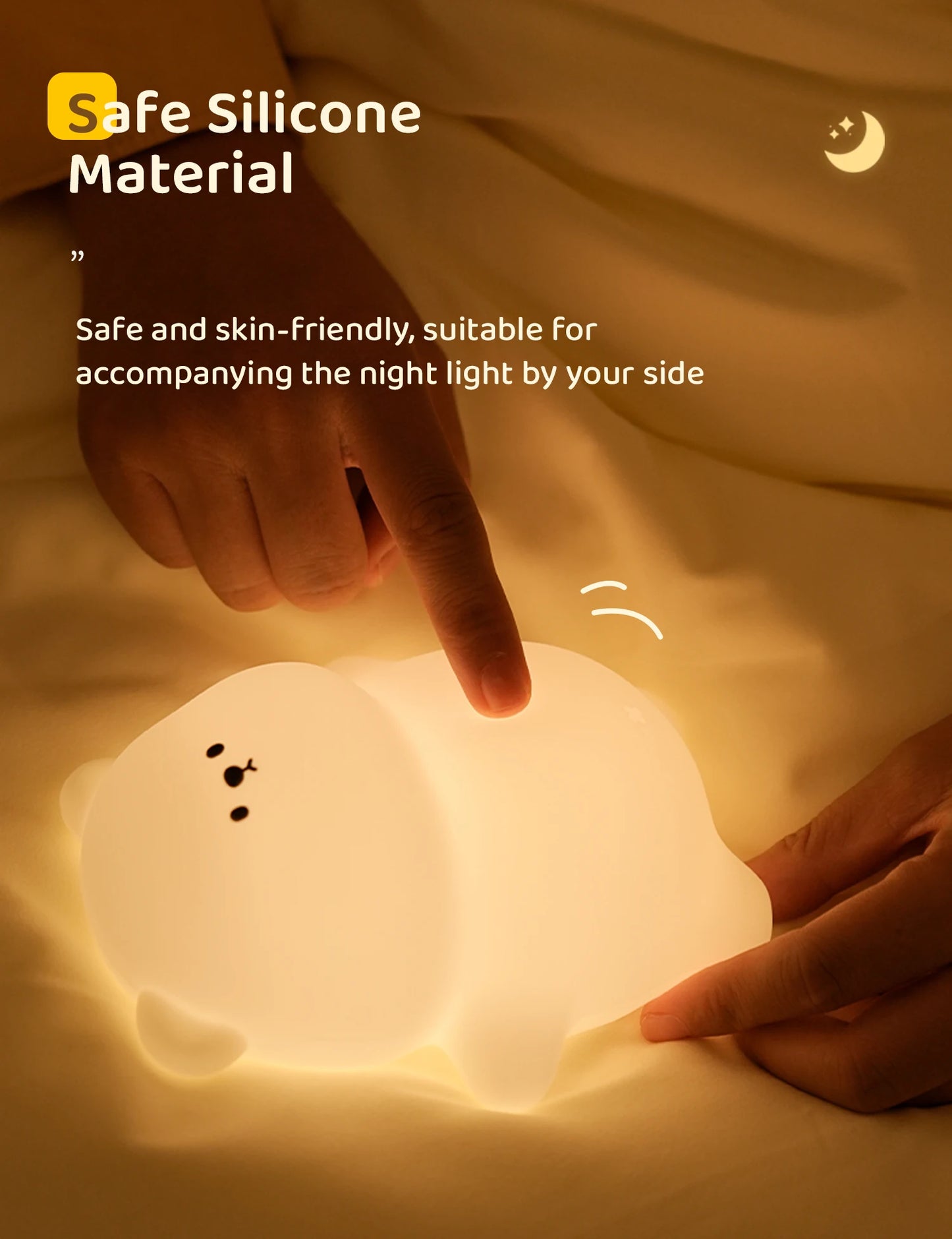 Cozy Glow: Touch-Control Silicone Bear Night Light – The Perfect Nursery Companion!