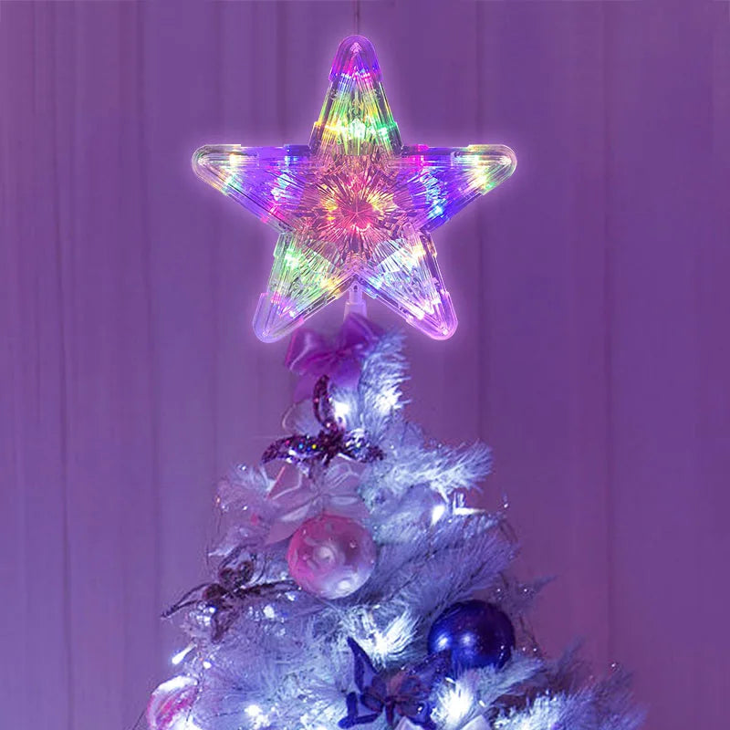 LED Light-Up Christmas Tree Star Topper - Festive Ornament for Navidad, Noel, and New Year 2025