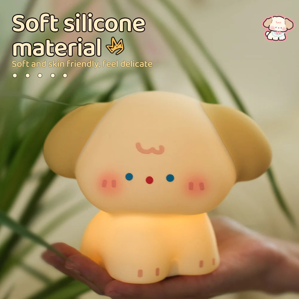 "Adorable Glow: Rechargeable Dimmable Dog Silicone Night Light – Perfect for Kids’ Rooms!"