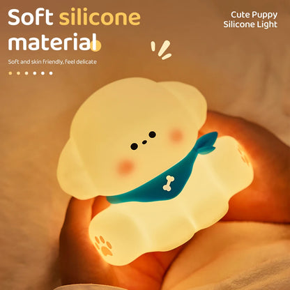 "Adorable Glow: Rechargeable Dimmable Dog Silicone Night Light – Perfect for Kids’ Rooms!"