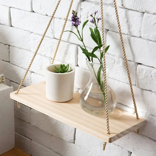 Elegant Floating Tray: Rustic Rope Wall Planter