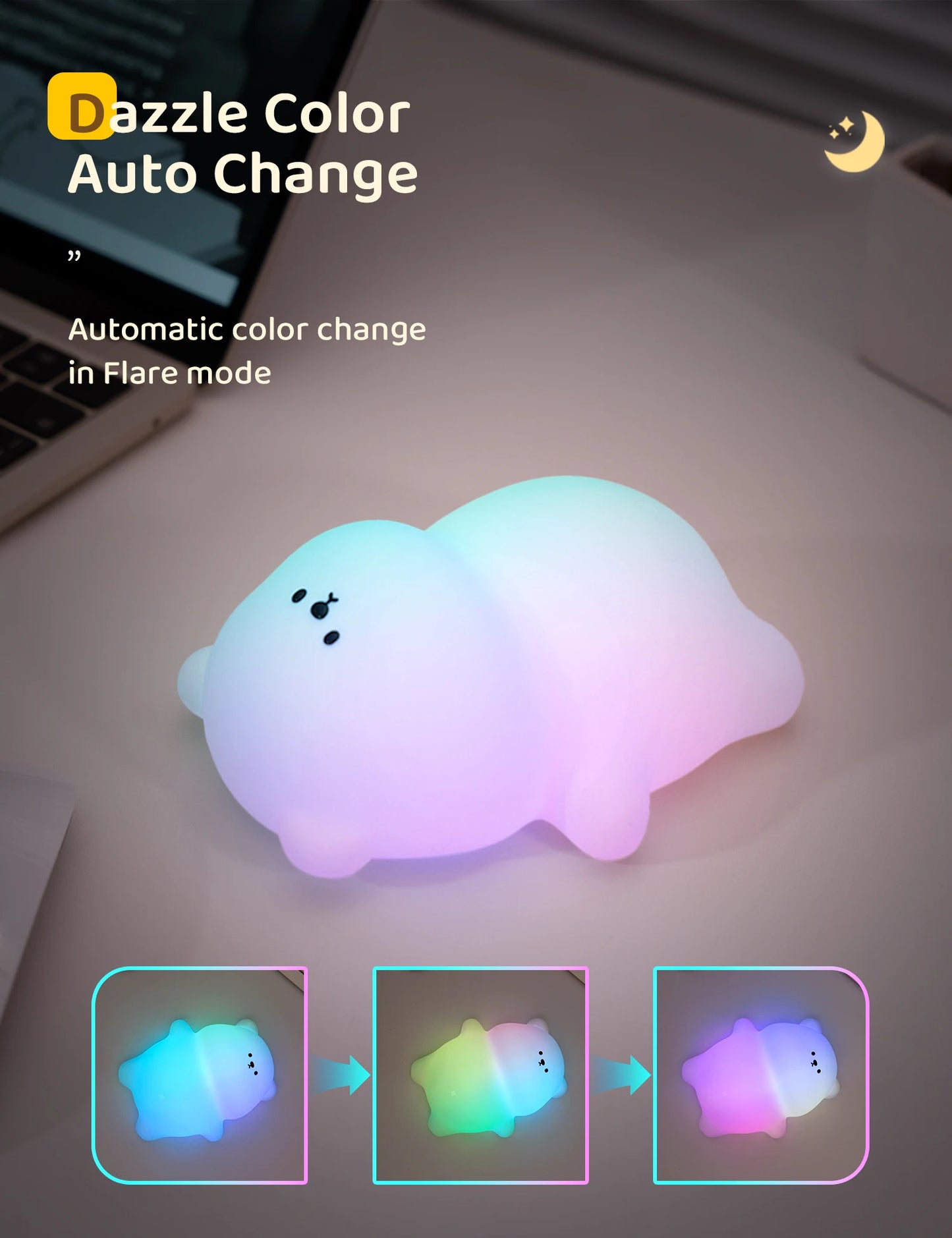 Cozy Glow: Touch-Control Silicone Bear Night Light – The Perfect Nursery Companion!