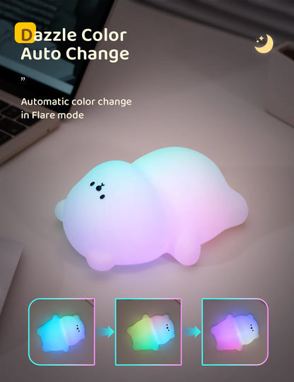 Cozy Glow: Touch-Control Silicone Bear Night Light – The Perfect Nursery Companion!