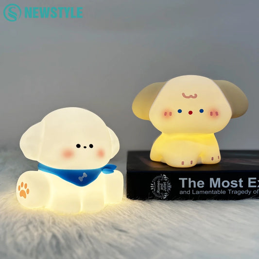 "Adorable Glow: Rechargeable Dimmable Dog Silicone Night Light – Perfect for Kids’ Rooms!"