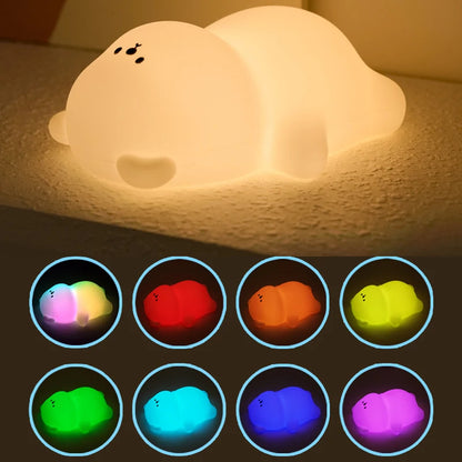 Cozy Glow: Touch-Control Silicone Bear Night Light – The Perfect Nursery Companion!