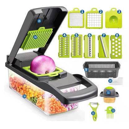 "Ultimate Kitchen Companion: 16-in-1 Multifunctional Vegetable Chopper & Grater for Effortless Meal Prep!"