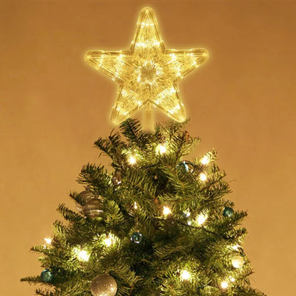 LED Light-Up Christmas Tree Star Topper - Festive Ornament for Navidad, Noel, and New Year 2025