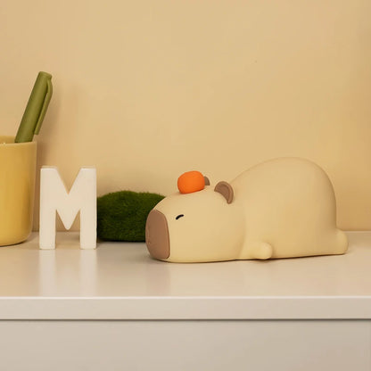 "Charming Capybara LED Night Light: Cute Silicone Design, USB Rechargeable & Dimmable – Perfect for Whimsical Kids’ Room Decor!"