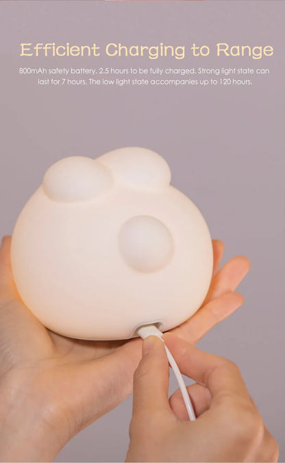 "Cute Bunny Rabbit Night Light: Adorable USB Silicone Lamp for Kids’ Rooms – Perfect Kawaii Decor for Nursery and Toddlers!"