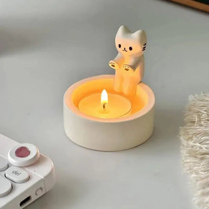 "Charming Little Cat Warming Paws Candle Holder: Adorable Aromatherapy Decor for Desktop Bliss!"