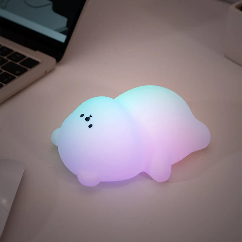 Cozy Glow: Touch-Control Silicone Bear Night Light – The Perfect Nursery Companion!