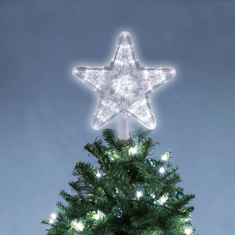 LED Light-Up Christmas Tree Star Topper - Festive Ornament for Navidad, Noel, and New Year 2025