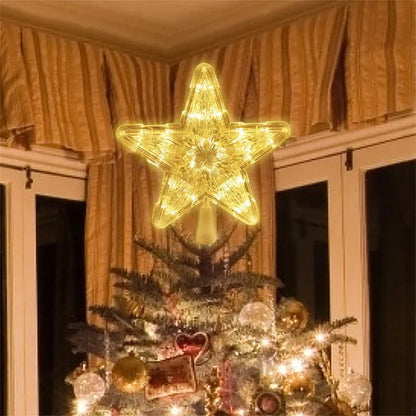 LED Light-Up Christmas Tree Star Topper - Festive Ornament for Navidad, Noel, and New Year 2025