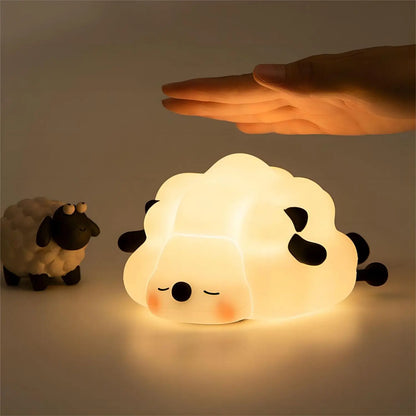 "Adorable LED Night Lights: Cute Sheep, Panda, and Rabbit Silicone Lamps – USB Rechargeable with Timing Feature for Kids’ Bedside Decor!"