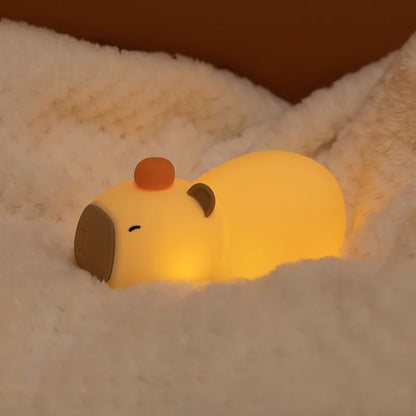 "Charming Capybara LED Night Light: Cute Silicone Design, USB Rechargeable & Dimmable – Perfect for Whimsical Kids’ Room Decor!"