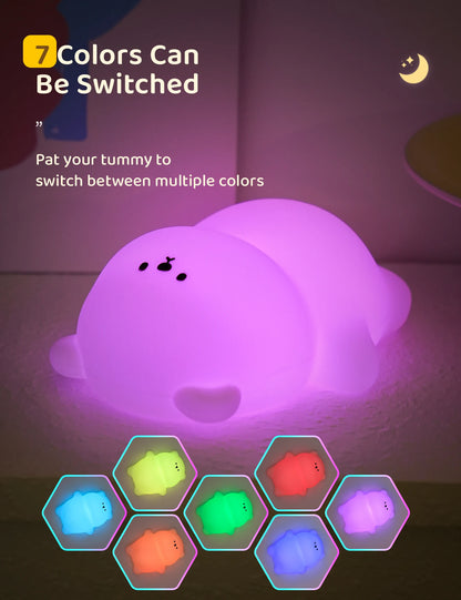 Cozy Glow: Touch-Control Silicone Bear Night Light – The Perfect Nursery Companion!