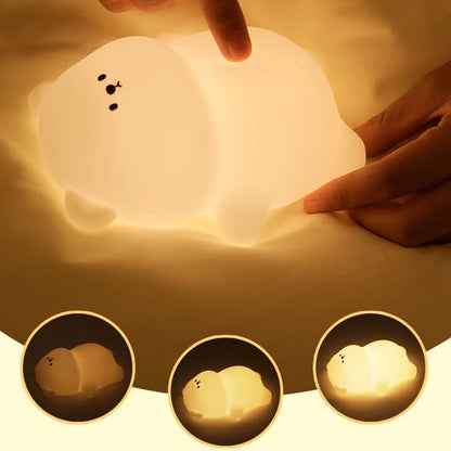 Cozy Glow: Touch-Control Silicone Bear Night Light – The Perfect Nursery Companion!