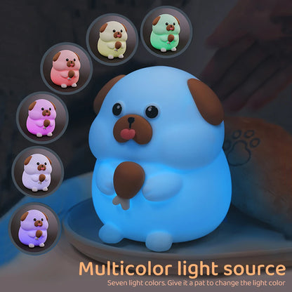 "Cute Companions: USB Rechargeable Silicone Cat & Dog Night Light – Kawaii Bear Design for Cozy Kids’ Room Decor!"