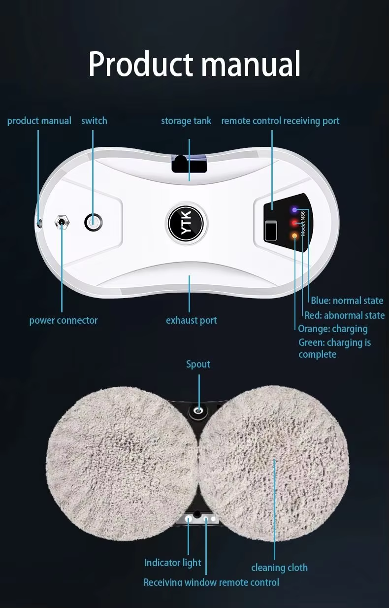 Robot nettoyeur de vitres intelligent avec pulvérisation d'eau automatique et technologie anti-chute